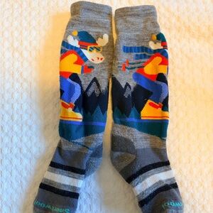Smartwool Kids Skiing Pattern Socks - Gray, Blue, Yellow
